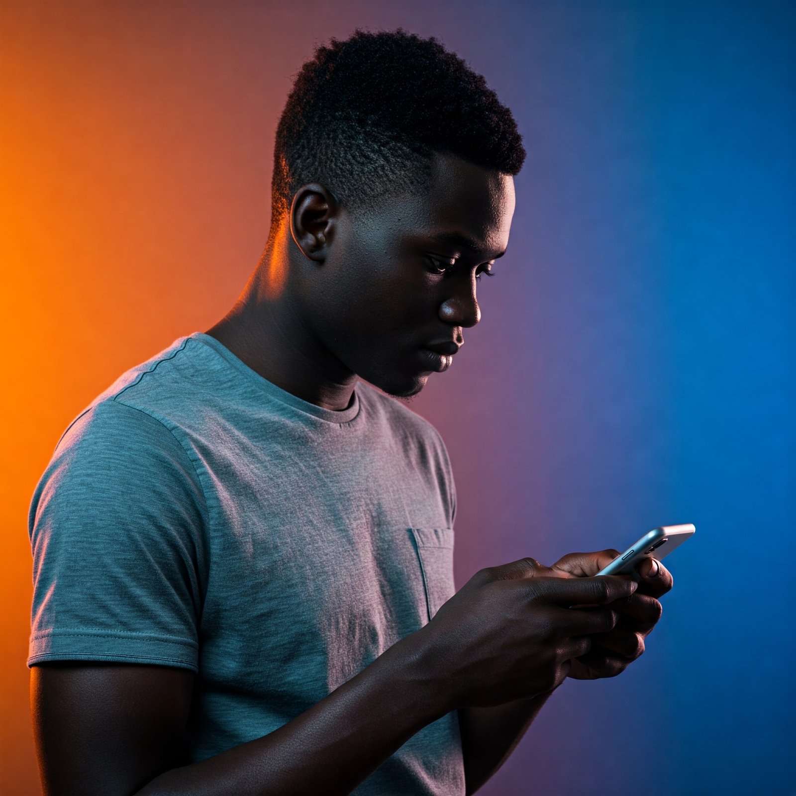 Assinante em dúvida olhando o celular